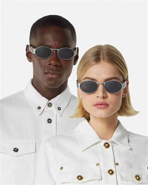 versace signature medusa aviator sunglasses|Versace 60mm embellished oval sunglasses.